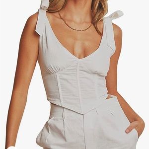 Cropped unstructured corset with tie straps